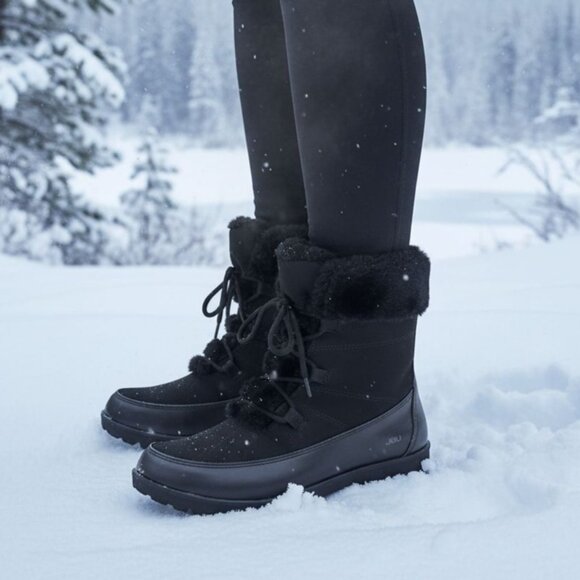 JBU 7 Boots Woman Faux Fur Winter Snow Outdoor Combat Water Resistant Shoe Jambu - Picture 7 of 16